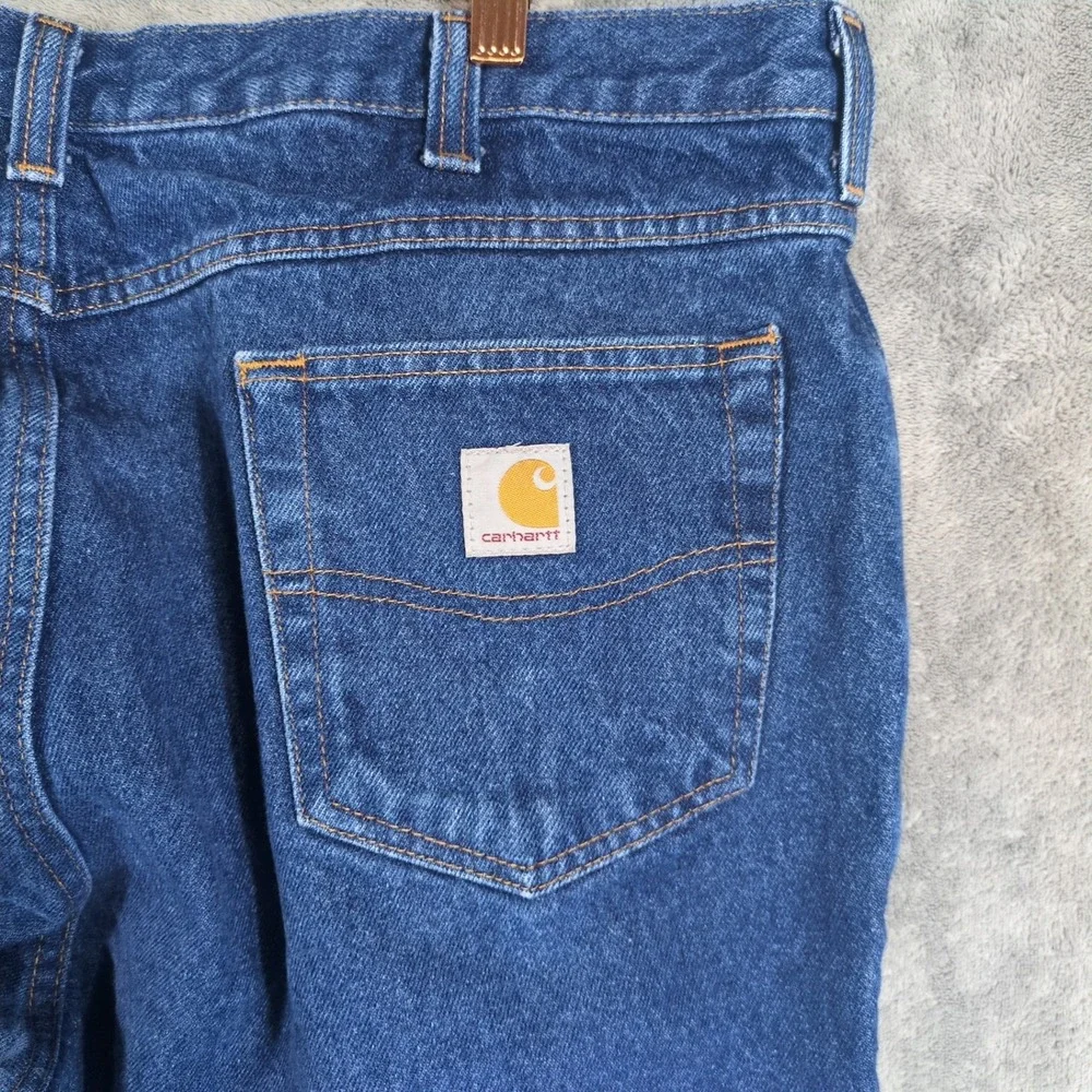 Carhartt Mens Relaxed Fit Straight Leg Dark Wash Blue Denim Jeans 40x34 Workwear